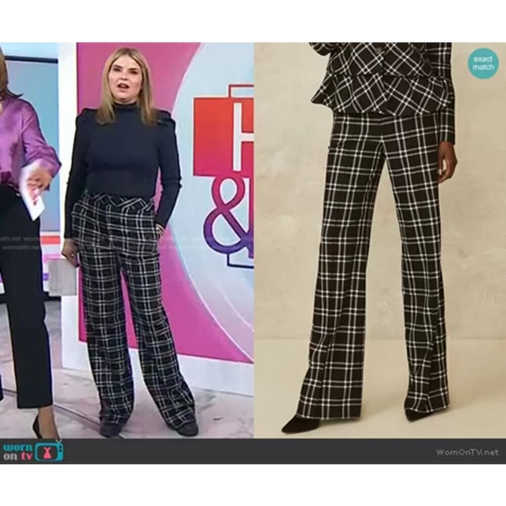 Pearl by Lela Rose Hanna Oversized Plaid Pant Black Size 4 NWT